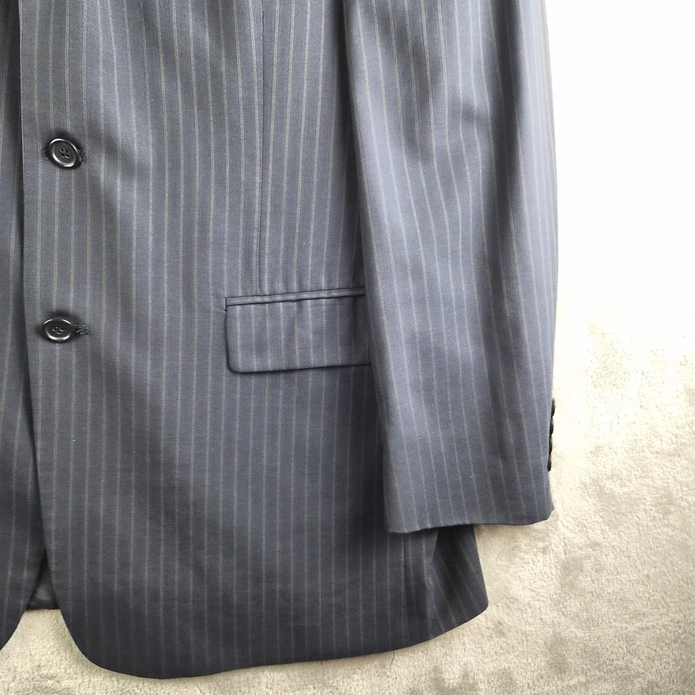 Kenneth Cole Blazer Jacket Mens Black Pinstripe 3 Buttons Sport Coat Made In USA